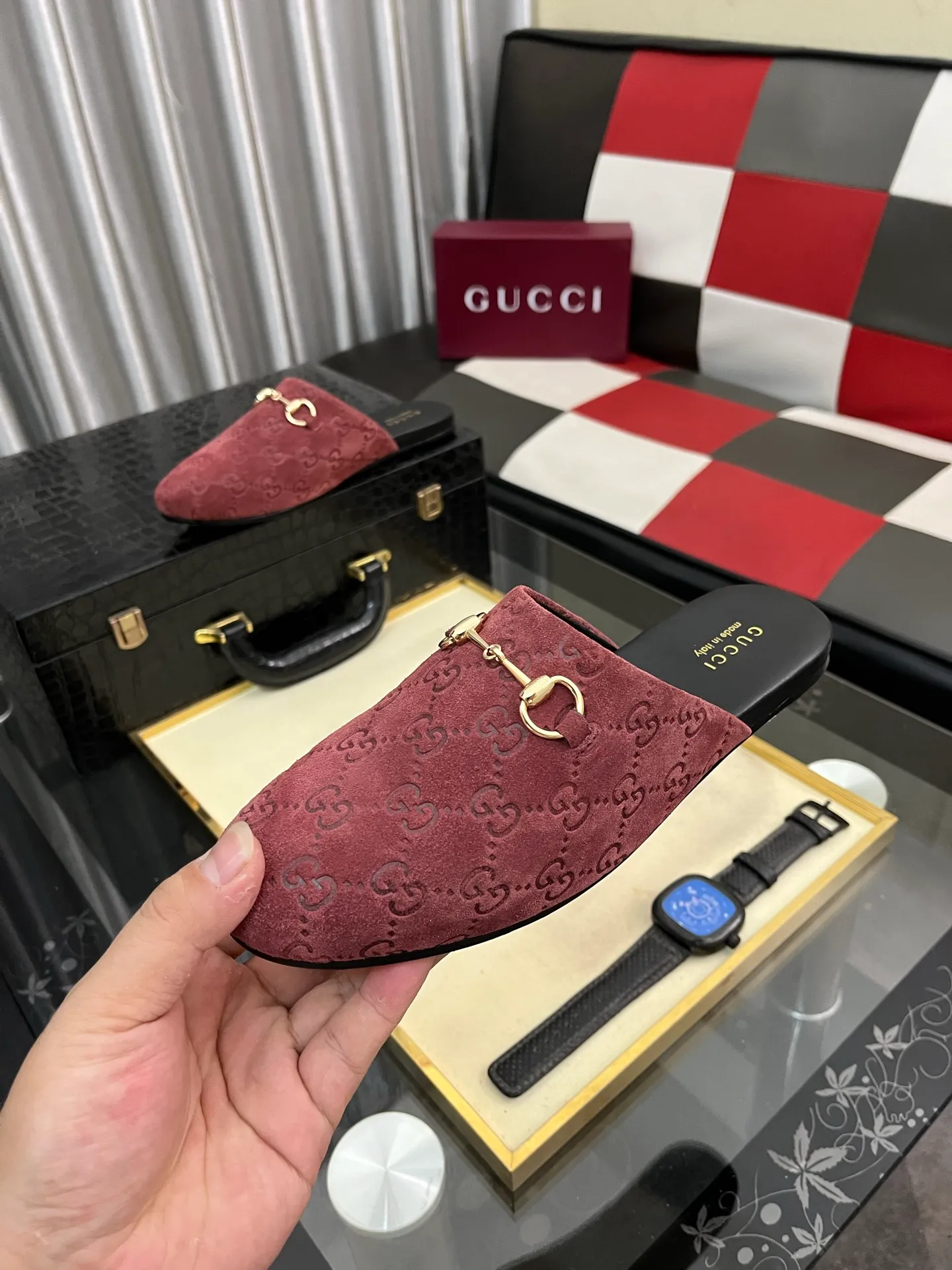 Men's shoes 💰480⌚️⌚️[Gucci] 2024 new season half-slip men's shoes, made of Italian imported first-layer frosted cowhide➕sheepskin lining, original hardware buckle, original combination wear-resistant outsole, real shot 🎬 Very comfortable on the feet, size 36-44